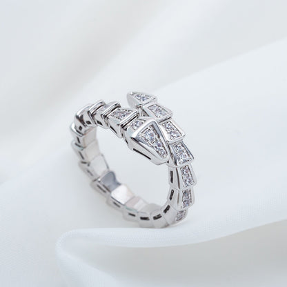 [Amore Jewelry]SERPENTI RING SILVER DIAMOND PAVED 4MM