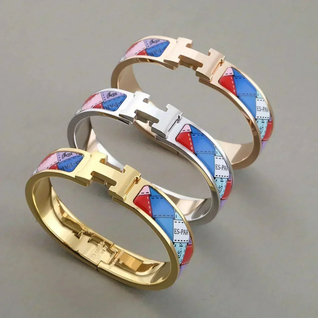 [Amore Jewelry]H BRACELET DOTTED BORDER 12MM