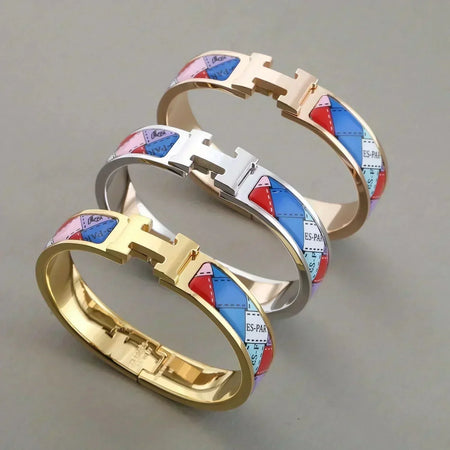 [Amore Jewelry]H BRACELET DOTTED BORDER 12MM