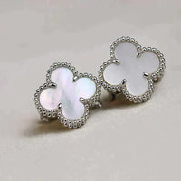 [Amore Jewelry]CLOVER MEDIUM 1 MOTIFS  WHITE MOP EARRINGS SILVER