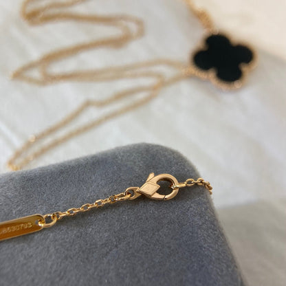 [Amore Jewelry]CLOVER 25MM NECKLACE GOLD ONYX
