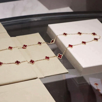 [Amore Jewelry]CLOVER 20 MOTIFS CARNELIAN NECKLACE
