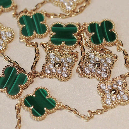 [Amore Jewelry]CLOVER 20 MOTIFS MALACHITE DIAMOND NECKLACE