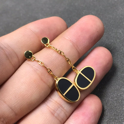 [Amore Jewelry]CHAINE VERSO BLACK CERAMIC SILVER EARRINGS