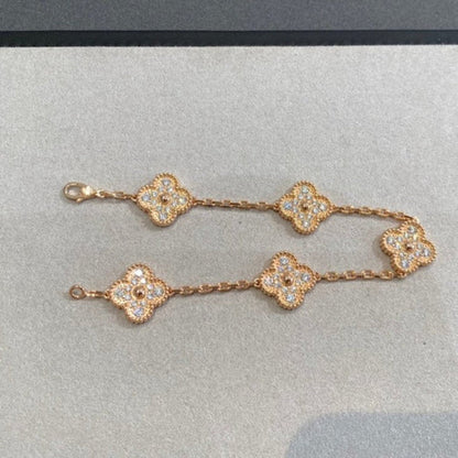 [Amore Jewelry]CLOVER 5 MOTIFS  FULL DIAMOND BRACELET