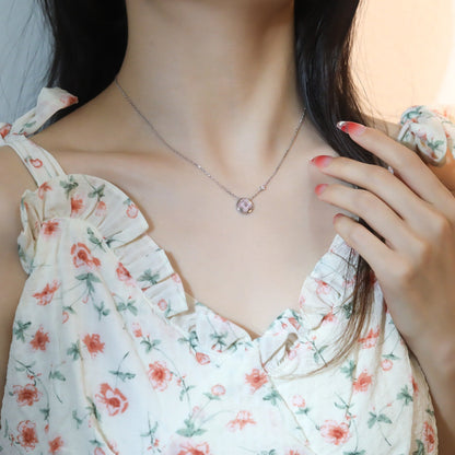 [Amore Jewelry]SUN PEDANT PINK GOLD 1 DIAMOND NECKLACE