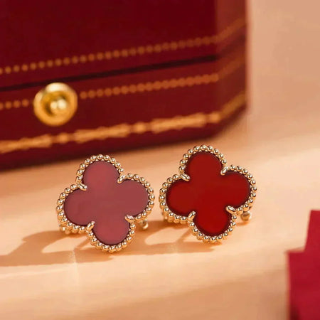 [Amore Jewelry]CLOVER MEDIUM 1 MOTIFS CARNELIAN  EARRINGS