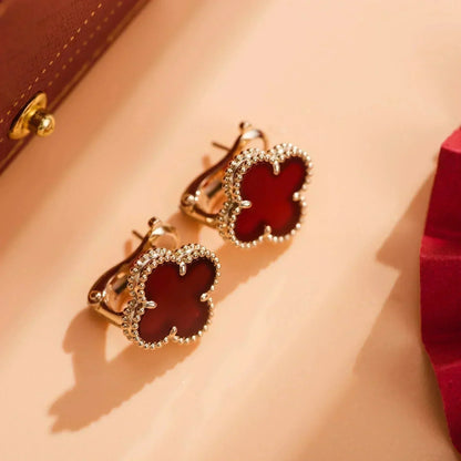 [Amore Jewelry]CLOVER MEDIUM 1 MOTIFS CARNELIAN  EARRINGS