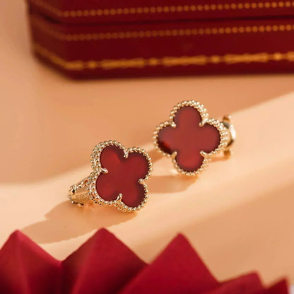 [Amore Jewelry]CLOVER MEDIUM 1 MOTIFS CARNELIAN  EARRINGS