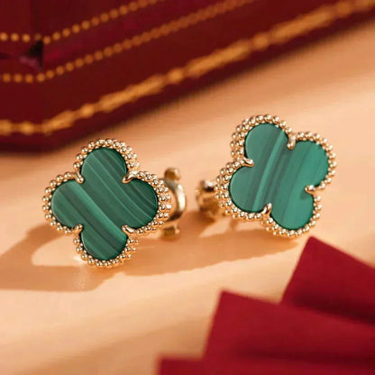 [Amore Jewelry]CLOVER MEDIUM 1 MOTIFS MALACHITE  EARRINGS