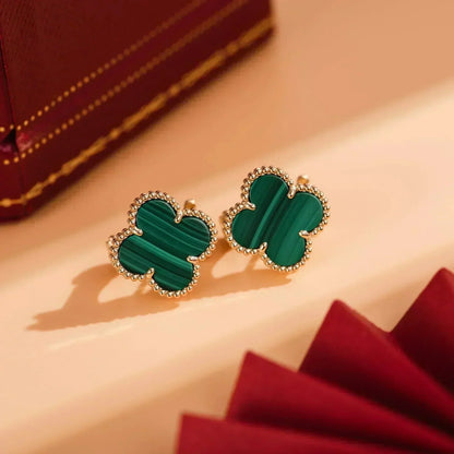 [Amore Jewelry]CLOVER MEDIUM 1 MOTIFS MALACHITE  EARRINGS
