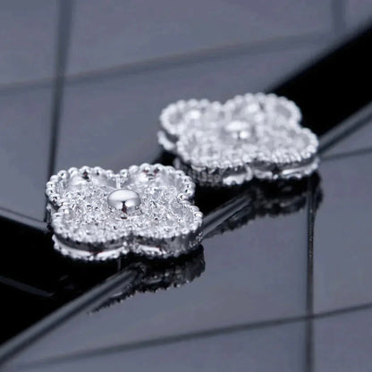 [Amore Jewelry]CLOVER 1 MOTIFS DIAMOND STUD EARRINGS SILVER
