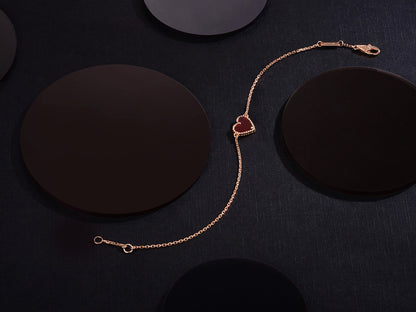 [Amore Jewelry]HEART CARNELIAN PINK GOLD BRACELET