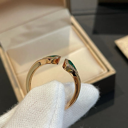 [Amore Jewelry]DREAM MALACHITE DIAMOND OPEN RING