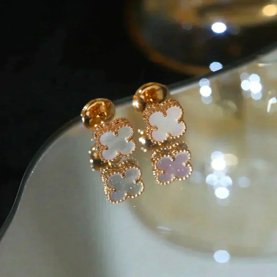 [Amore Jewelry]CLOVER MINI 9.5MM WHITE MOP EARRINGS