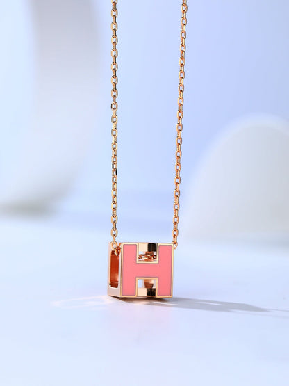 [Amore Jewelry]H CAGE PINK GOLD NECKLACE