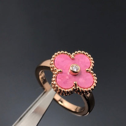 [Amore Jewelry]CLOVER RHODONITE ROSE GOLD RING