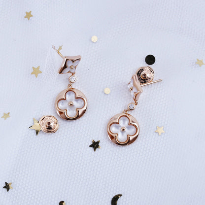 [Amore Jewelry]STAR AND SUN PINK GOLD MOP DROP EARRINGS