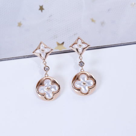 [Amore Jewelry]STAR AND SUN PINK GOLD MOP DROP EARRINGS