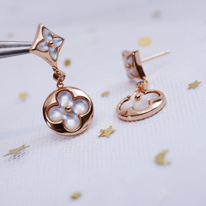 [Amore Jewelry]STAR AND SUN PINK GOLD MOP DROP EARRINGS