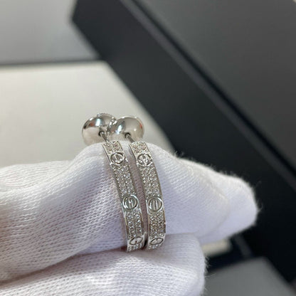 [Amore Jewelry]LOVE DIAMOND SILVER HOOP EARRINGS