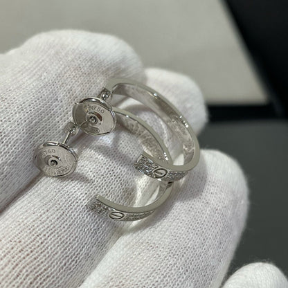 [Amore Jewelry]LOVE DIAMOND SILVER HOOP EARRINGS