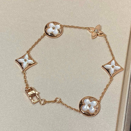 [Amore Jewelry]STAR AND SUN 5 MOTIF MOP PINK GOLD BRACELET