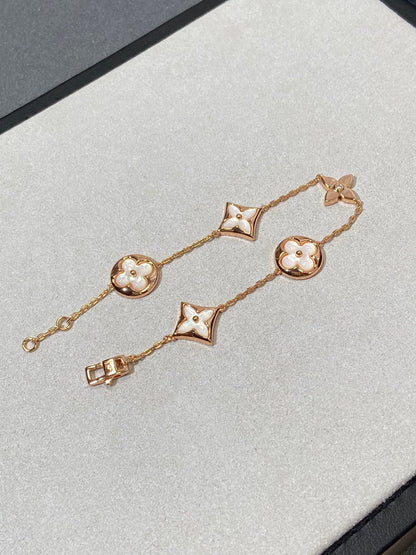 [Amore Jewelry]STAR AND SUN 5 MOTIF MOP PINK GOLD BRACELET