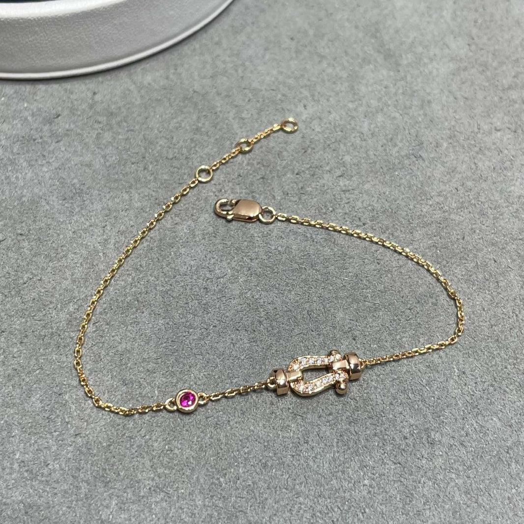 [Amore Jewelry]FORCE 10 DIAMOND CHAIN LINK PINK GOLD BRACELET
