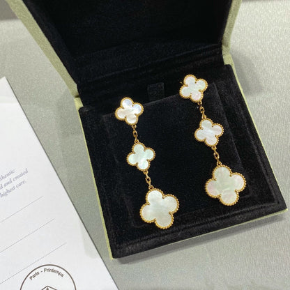 [Amore Jewelry]CLOVER MOP 3 MOTIFS GOLD EARRINGS