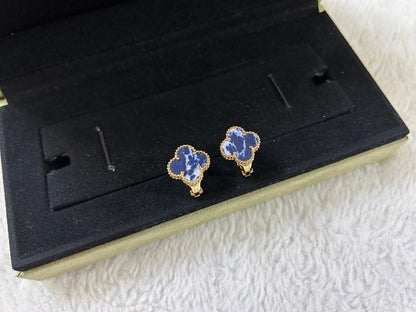 [Amore Jewelry]CLOVER PIETERSITE MEDIUM STUD EARRINGS