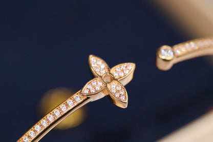 [Amore Jewelry]IDYLLE PINK GOLD OPEN BRACELET DIAMOND PAVED