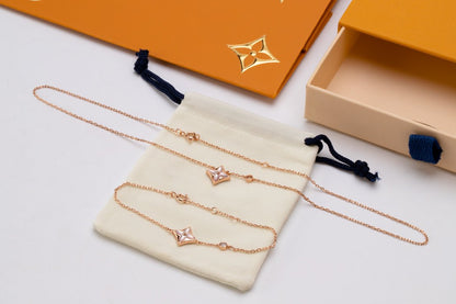[Amore Jewelry]STAR PINK MOP 1 DIAMOND PINK GOLD NECKLACE