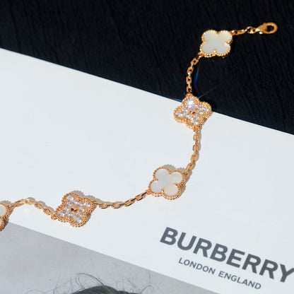 [Amore Jewelry]CLOVER BRACELET 5 MOTIF WHITE MOP DIAMOND