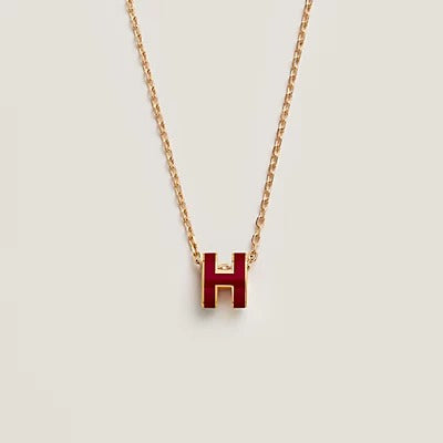 [Amore Jewelry]HM CLIC RED ENAMEL GOLD NECKLACE