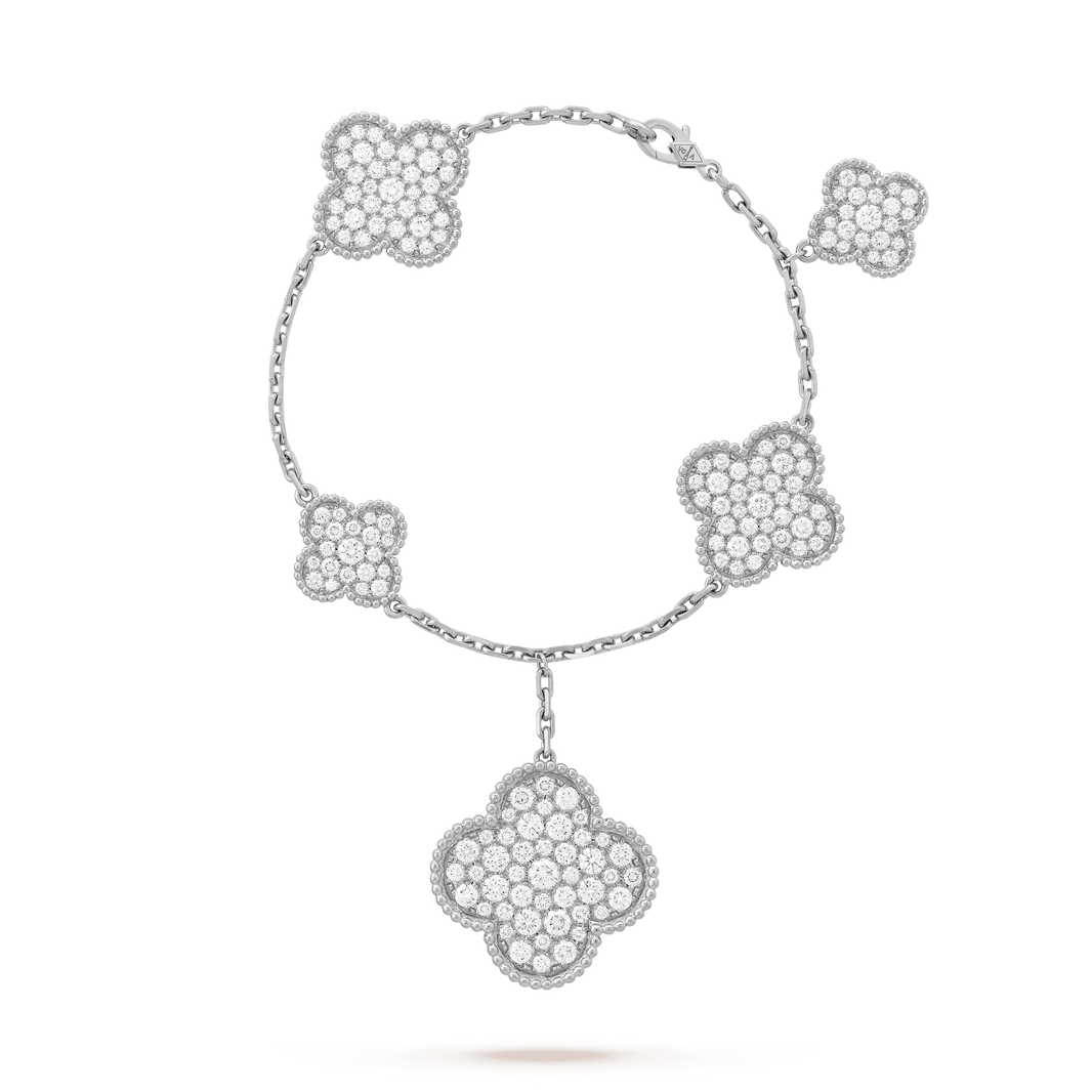 [Amore Jewelry]CLOVER 6 MOTIFS SILVER DIAMOND BRACELET