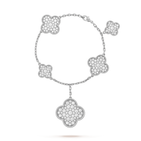 [Amore Jewelry]CLOVER 6 MOTIFS SILVER DIAMOND BRACELET