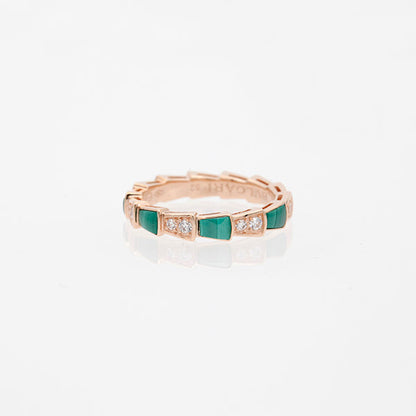 [Amore Jewelry]SERPENTI RING PINK GOLD MALACHITE DIAMOND 3MM