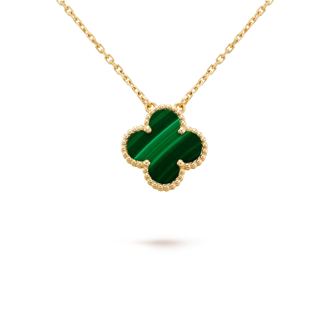 [Amore Jewelry]CLOVER 15MM MALACHITE SINGLE FLOWER  NECKLACE