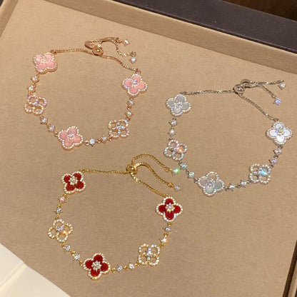 [Amore Jewelry]CLOVER 5 MOTIF PINK BLUE RED WHITE BRACELET