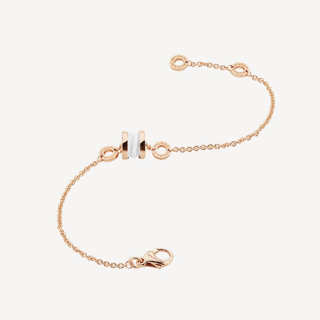 [Amore Jewelry]ZERO 1 SOFT PINK GOLD AND WHITE CERAMIC BRACELET
