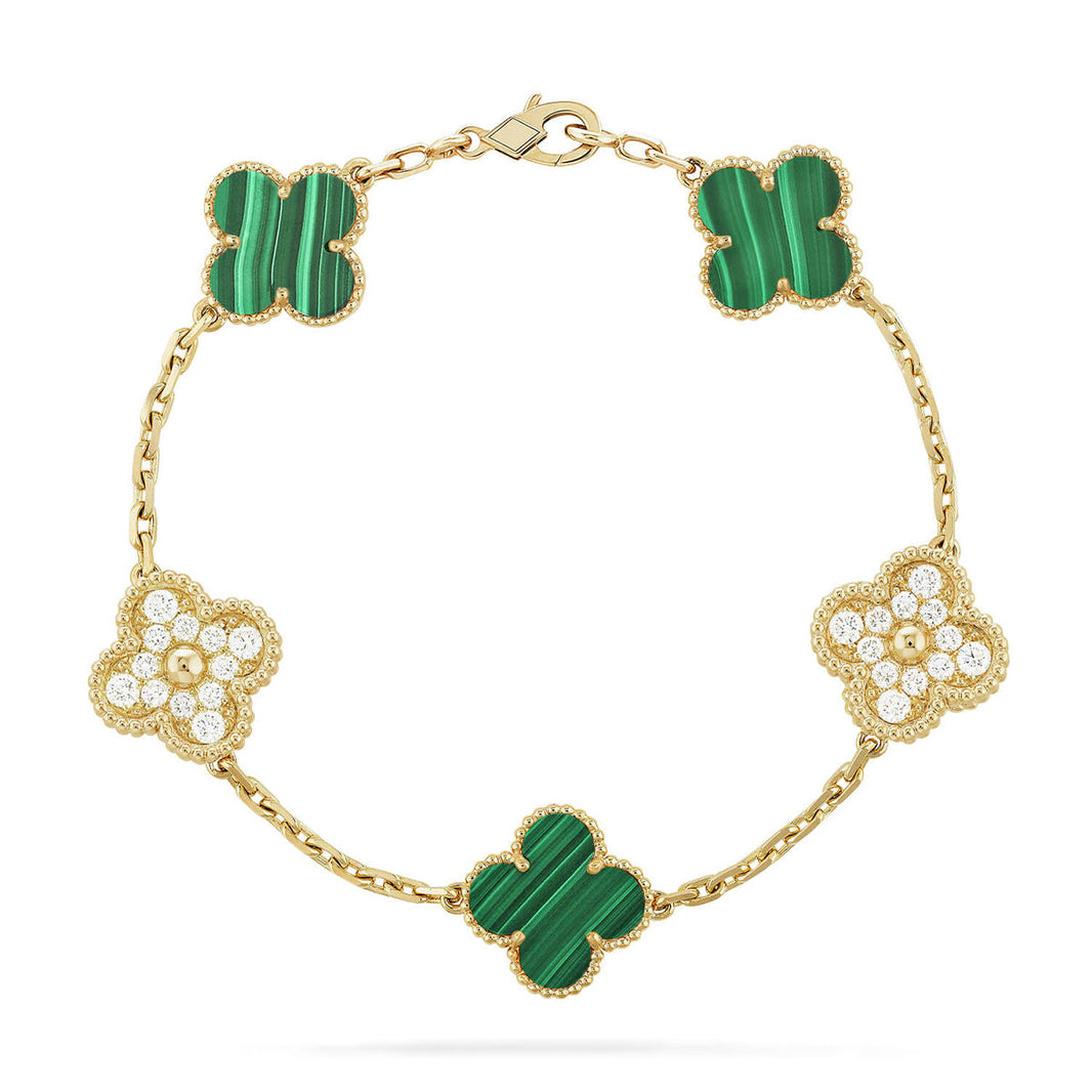 [Amore Jewelry] CLOVER 5 MOTIF MALACHITE BRACELET COLLECTION