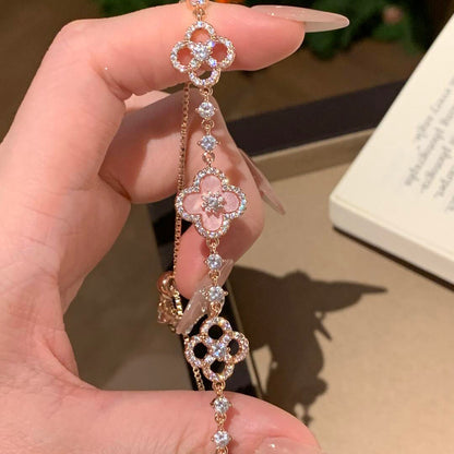 [Amore Jewelry]CLOVER 5 MOTIF PINK BLUE RED WHITE BRACELET