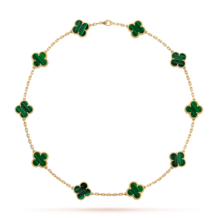 [Amore Jewelry]CLOVER 10 MOTIFS MALACHITE NECKLACE
