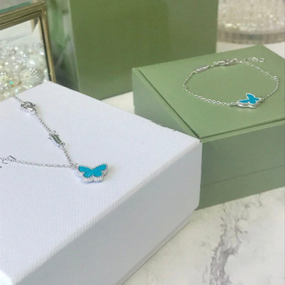 [Amore Jewelry]BUTTERFLY TURQUOISE BUTTERFLY BRACELET SILVER