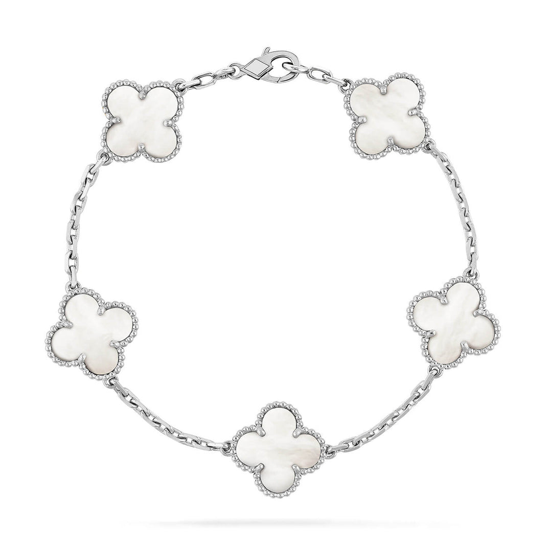 [Amore Jewelry]CLOVER WHITE PEARL MOP 5 MOTIF BRACELET COLLECTION