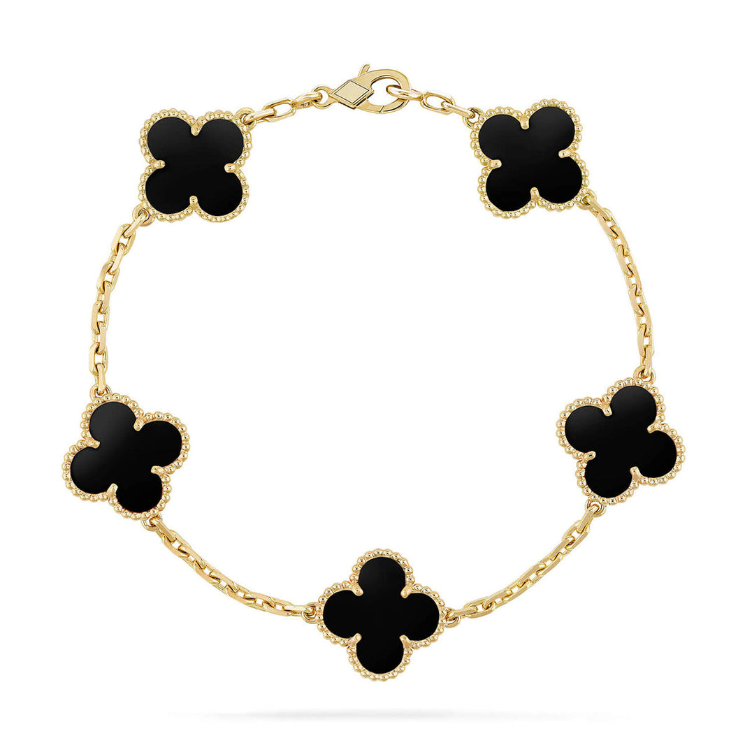 [Amore Jewelry] CLOVER 5 MOTIF ONYXS BRACELET COLLECTION