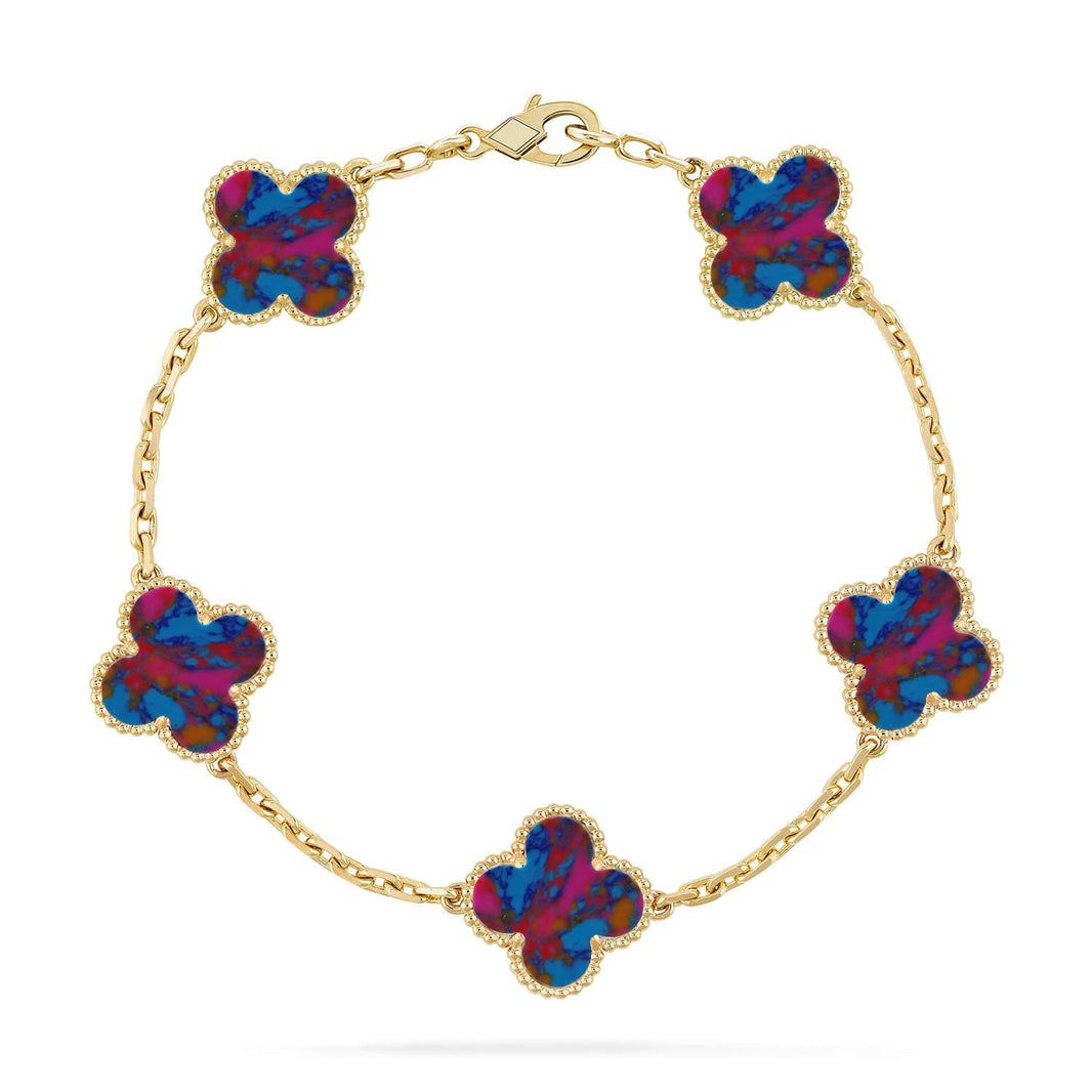 [Amore Jewelry]CLOVER 5 MOTIF COLOR GEMSTONES BRACELET COLLECTION
