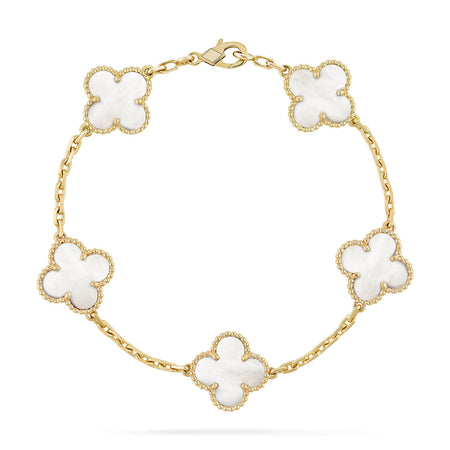 [Amore Jewelry]CLOVER  5 MOTIF WHITE MOP BRACELET
