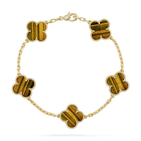 [Amore Jewelry]CLOVER  5 MOTIFS TIGER EYE BRACELET